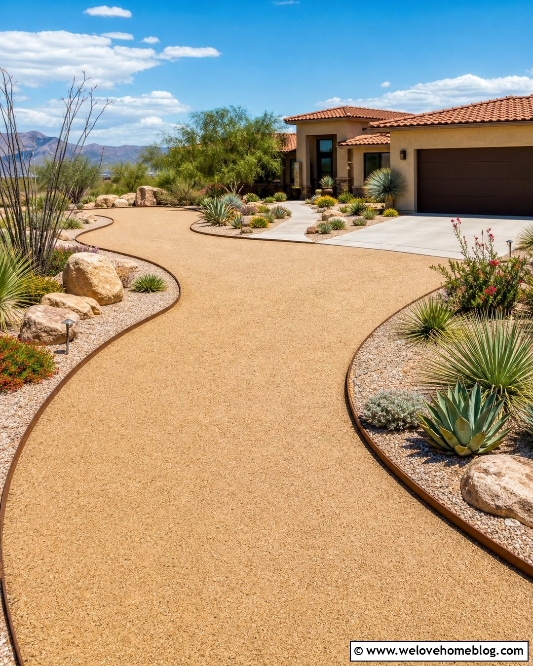 Desert Ranch House Driveway With Decomposed Granite - 20 Ranch House Driveway Ideas