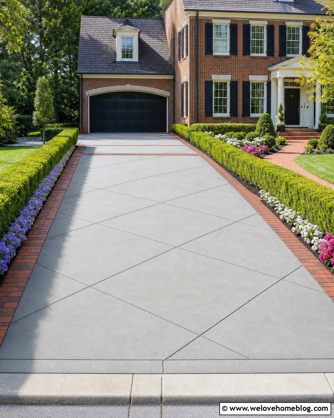 Diamond Cut Driveway With Brick Border - 20 Diamond Cut Driveway Ideas