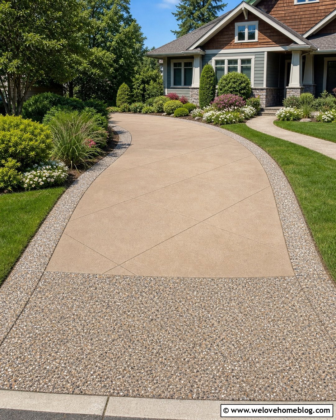Diamond Cut Driveway With Exposed Aggregate Border - 20 Diamond Cut Driveway Ideas