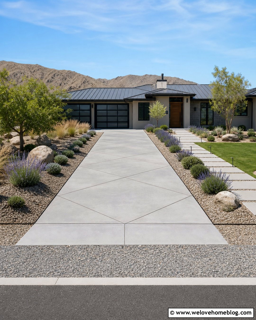 Diamond Cut Driveway With Gravel Border - 20 Diamond Cut Driveway Ideas