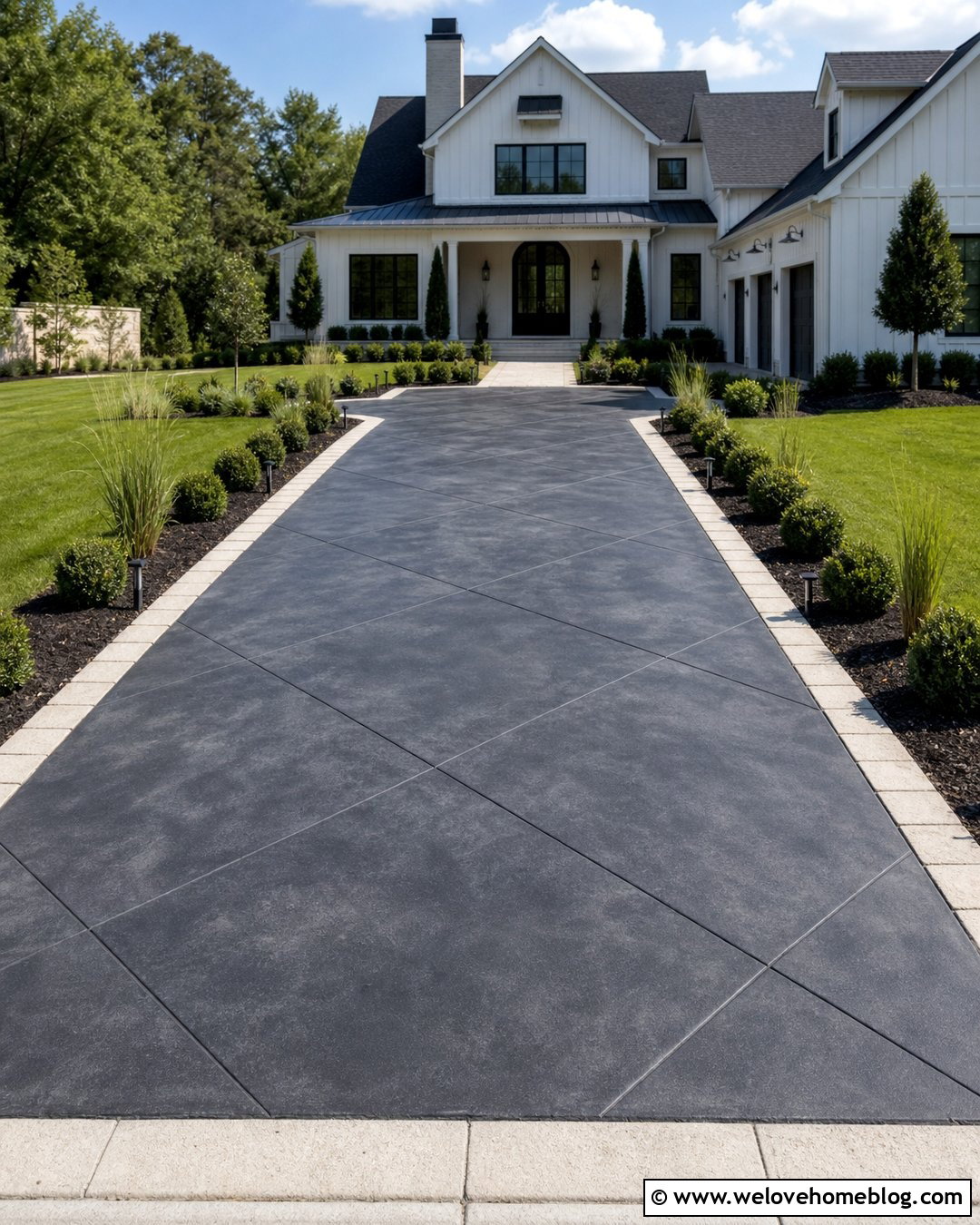 Diamond Cut Driveway With Lighted Borders - 20 Diamond Cut Driveway Ideas