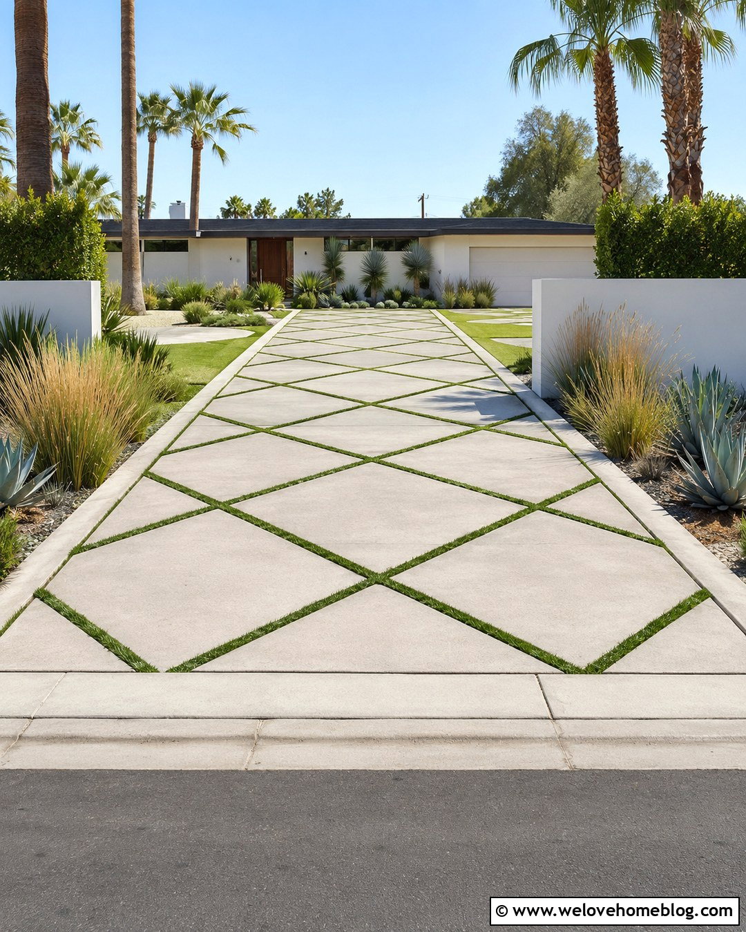 Diamond Driveway With Grass Joints - 20 Diamond Driveway Ideas