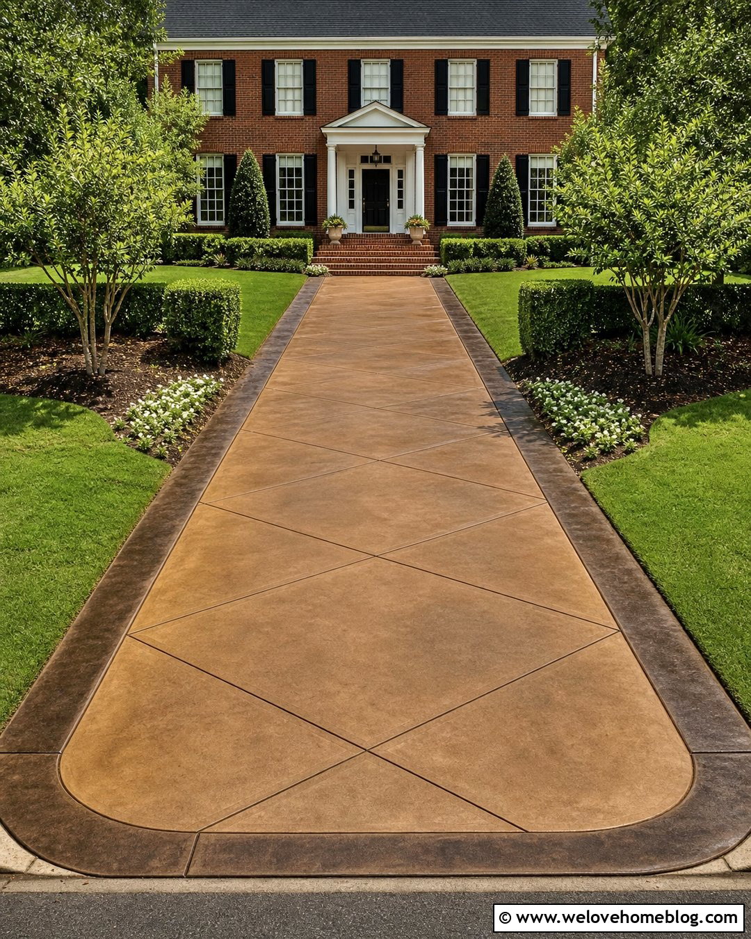 Diamond Pattern Acid Stain Concrete Driveway - 20 acid stain concrete driveway ideas