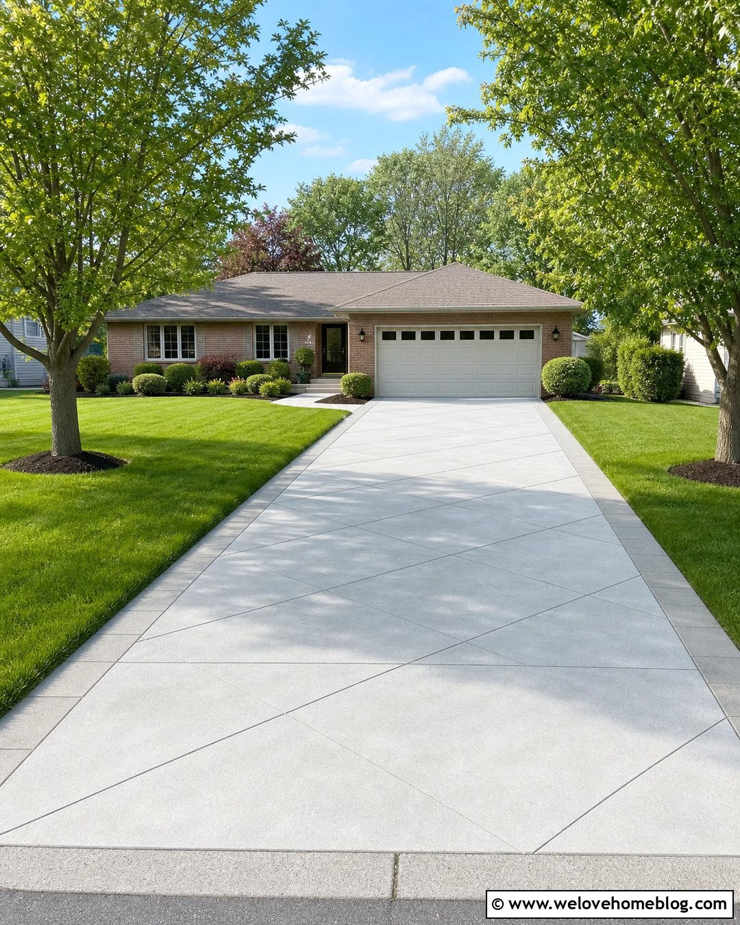 Diamond Pattern Concrete Driveway With Grass Borders - 20 Diamond Pattern Concrete Driveway Ideas