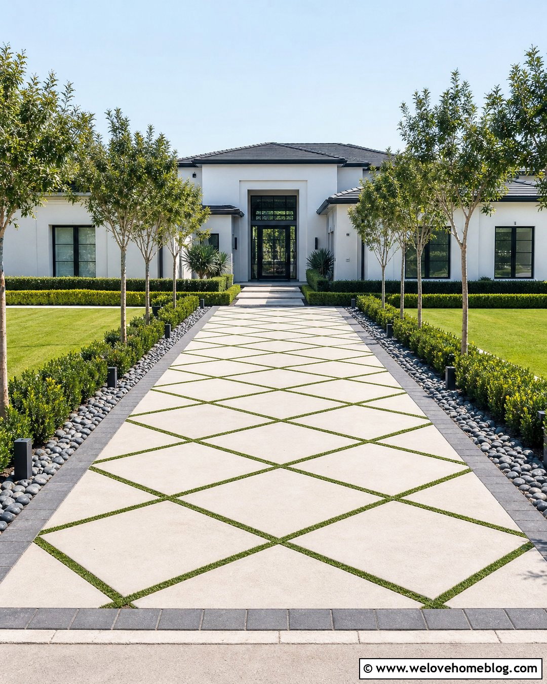 Diamond Pattern Grass Driveway - 35 grass driveway ideas