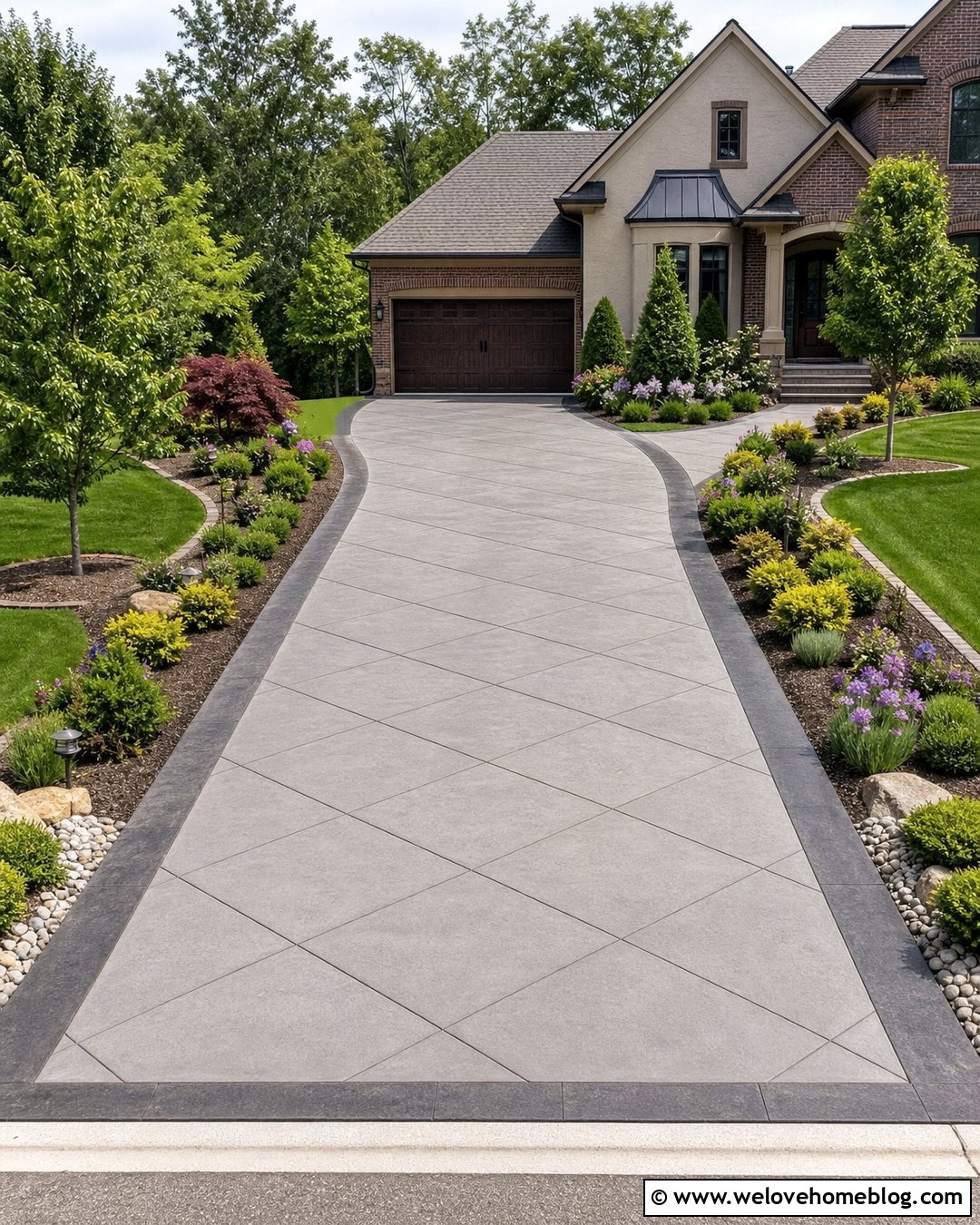 Diamond Scored Concrete Driveway - 35 concrete driveways ideas