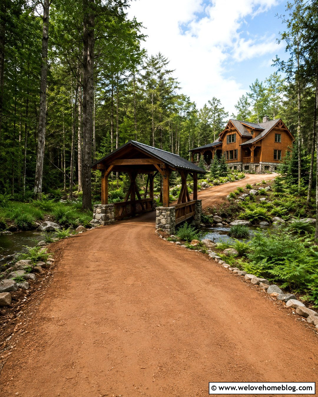 Dirt Driveway With Covered Bridge Entrance - 20 Long Dirt Driveway Ideas
