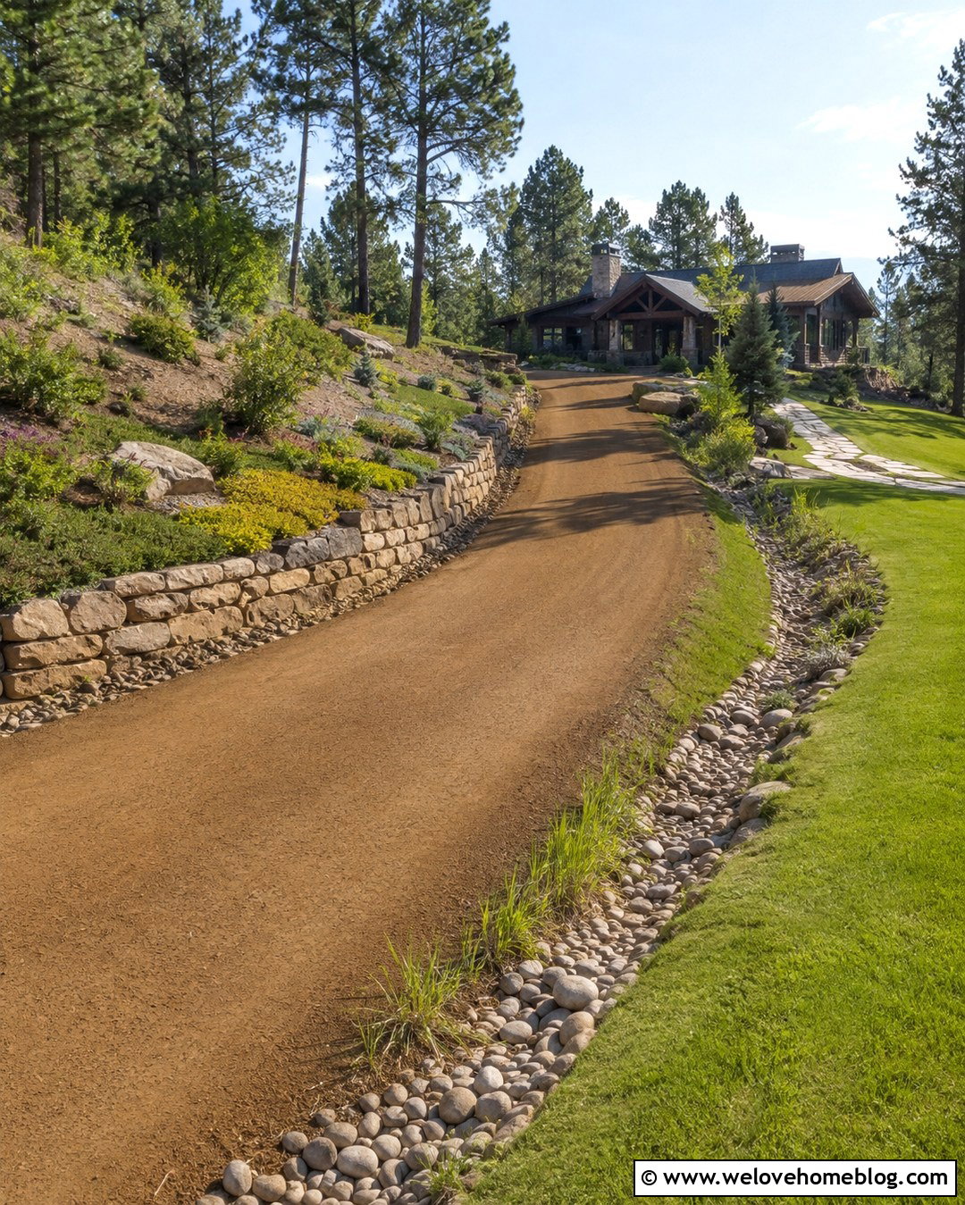 Dirt Driveway With Rustic Retaining Wall - 20 Long Dirt Driveway Ideas