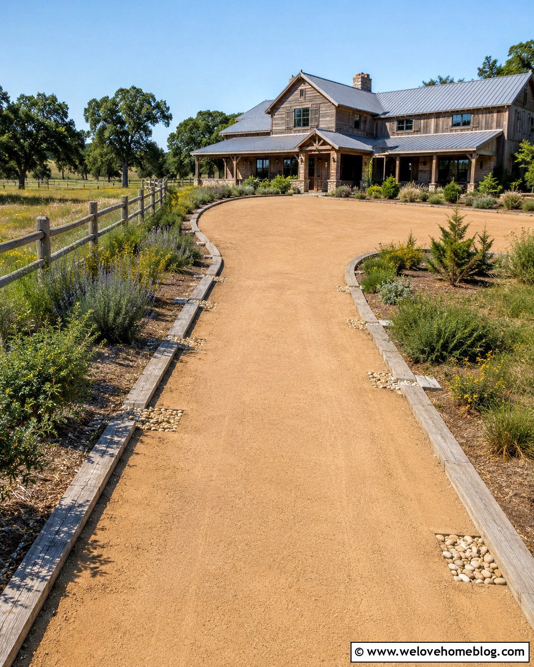Dirt Driveway With Timber Edging - 20 Long Dirt Driveway Ideas