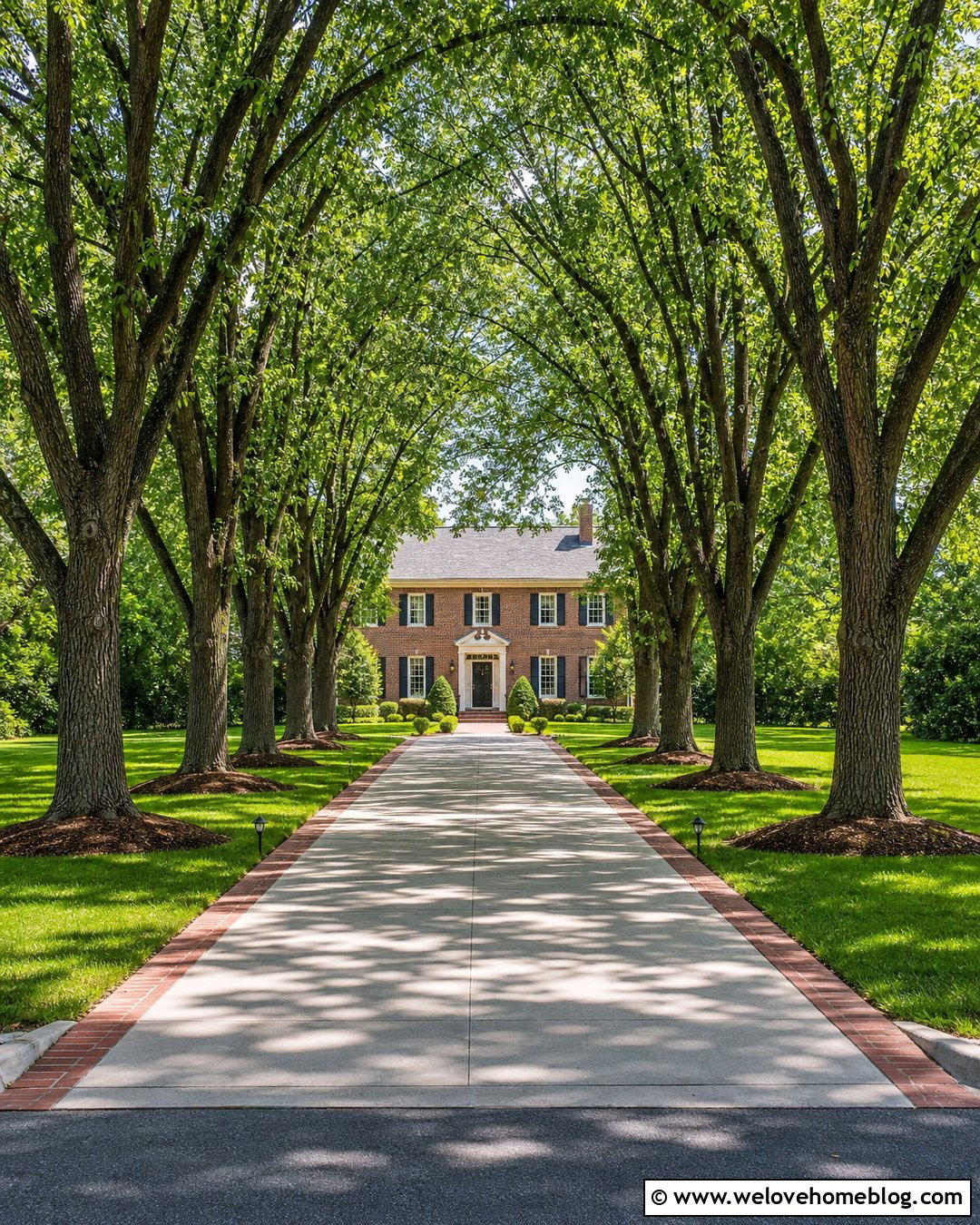 Disease Resistant Elm Trees Along A Concrete Driveway - 25 best trees to line a long driveway ideas