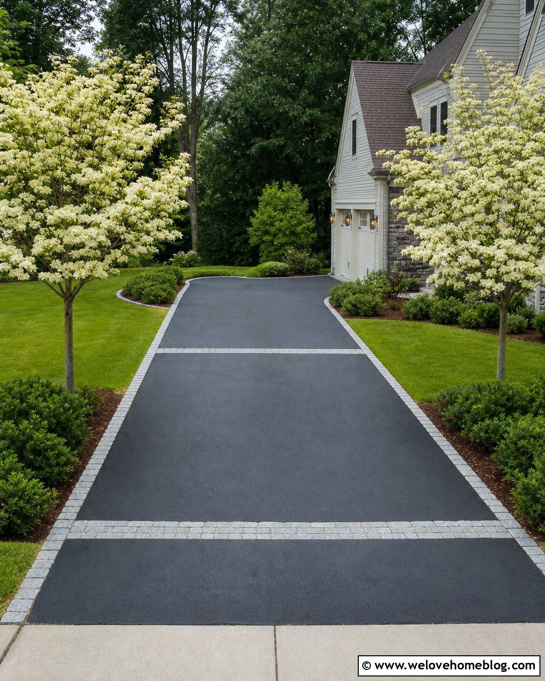 Double Band Belgium Block Apron With Asphalt - 20 Belgium Block Driveway Apron Ideas