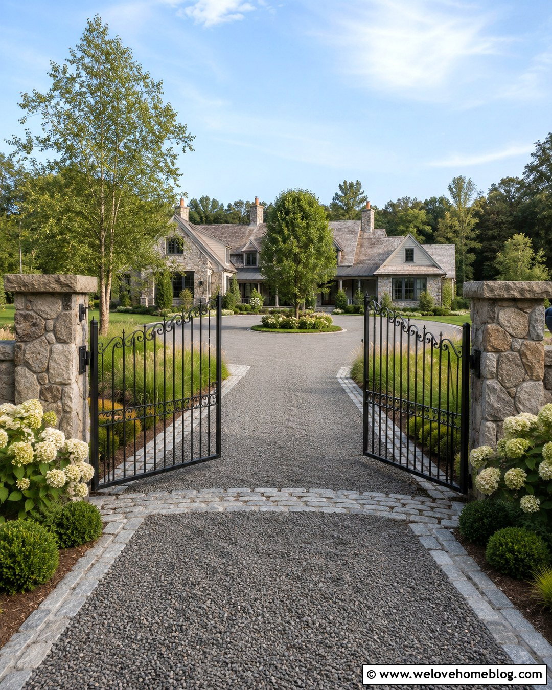 Double Blackwater Driveway Gate With Stone Pillars - 20 blackwater driveway gates ideas