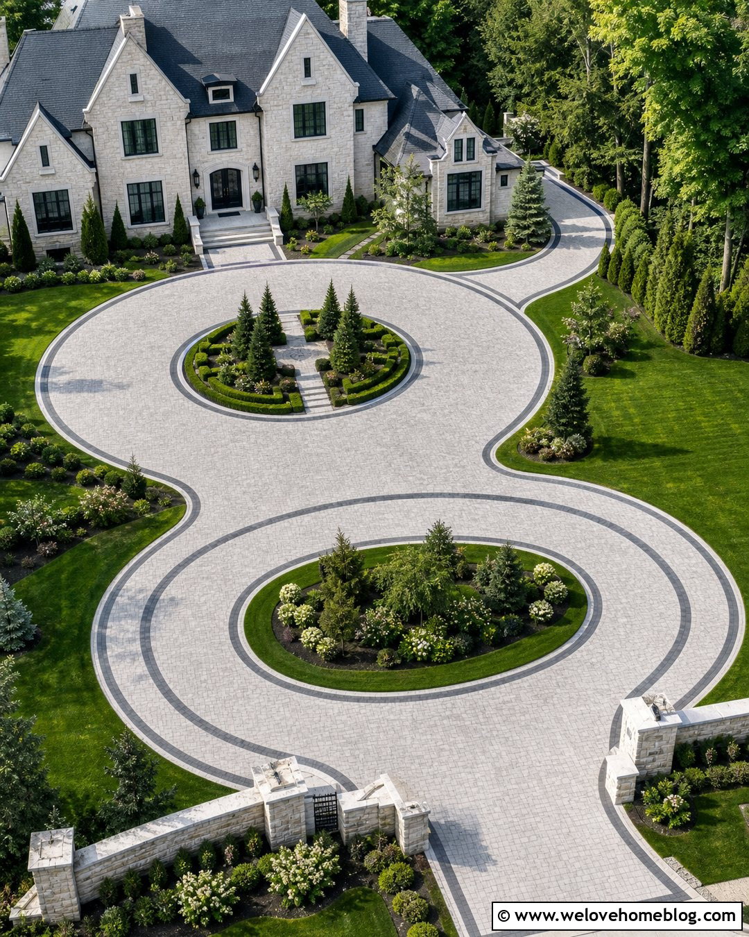 Double Circular Driveway For A Large Estate - 45 Circular Driveway Ideas