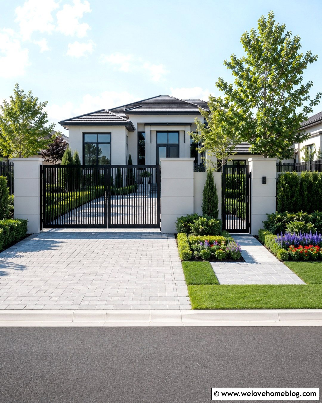 Double Driveway Gates With A Pedestrian Gate - 20 Double Driveway Gates Ideas