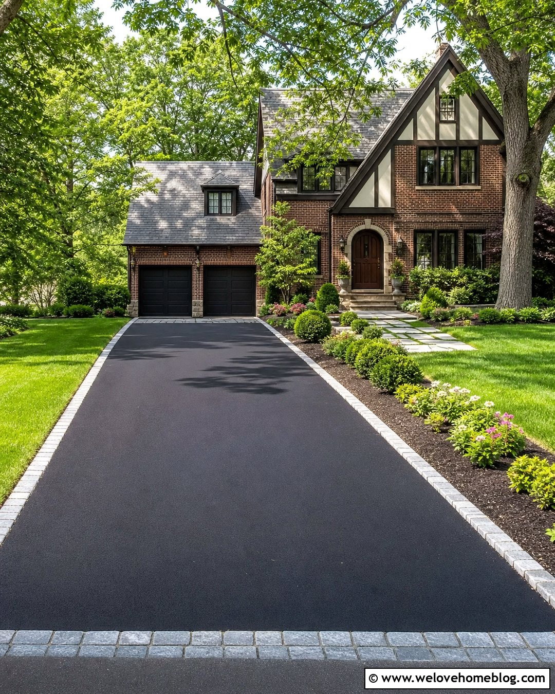 Double Driveway With Belgian Block Border - 30 Double Driveway Ideas
