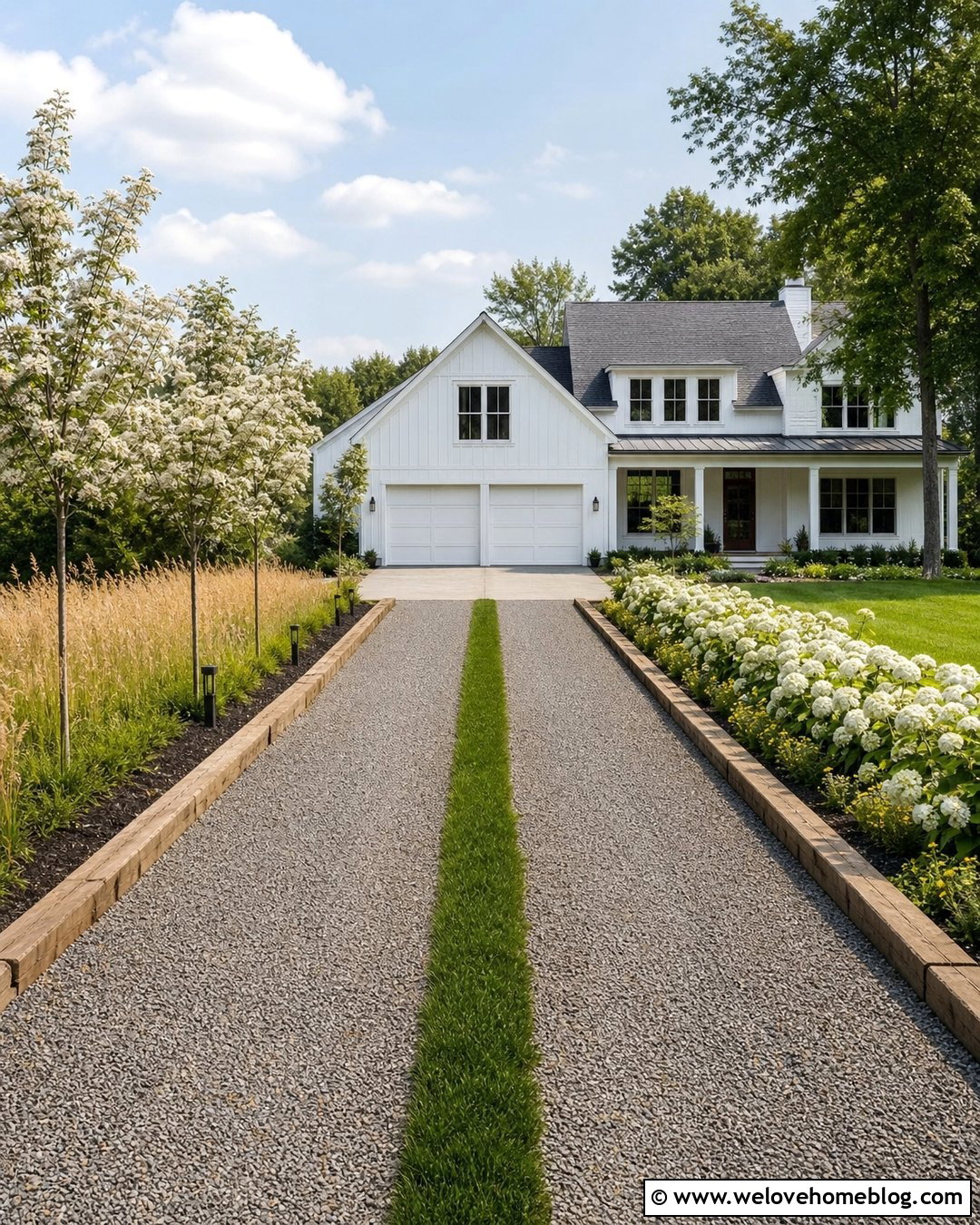 Double Driveway With Crushed Stone And Timber Edging - 30 Double Driveway Ideas