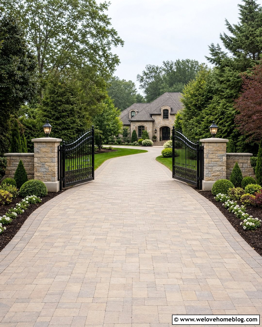 Double Driveway With Double Swing Gate - 30 Double Driveway Ideas