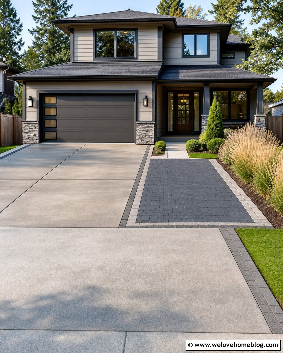 Double Driveway With Side Parking Extension - 30 Double Driveway Ideas