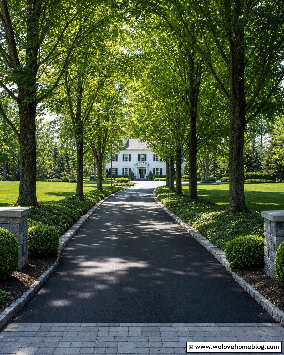 Double Driveway With Tree Lined Approach - 30 Double Driveway Ideas