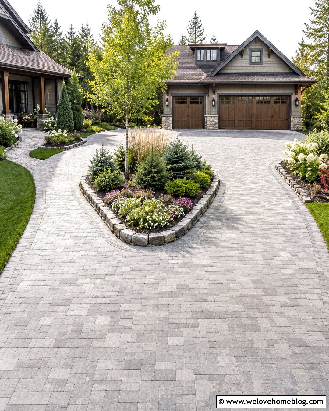 Double Garage Driveway With Landscape Island - 20 double garage driveway design ideas