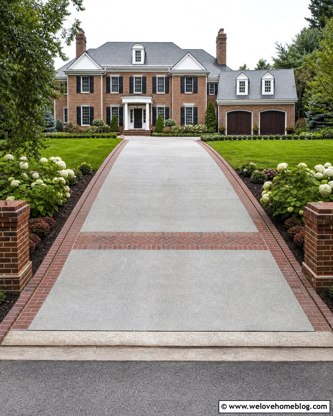 Double Row Brick Edging With A Wide Driveway - 20 brick driveway edging ideas
