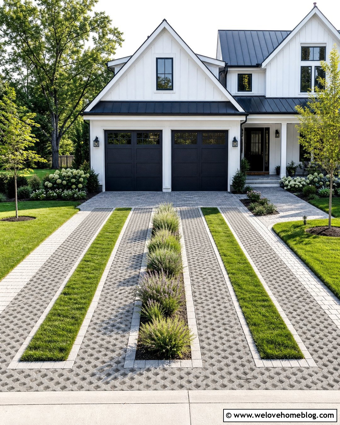 Double Tire Track Driveway For Two Car Garage - 20 Tire Track Driveway Ideas