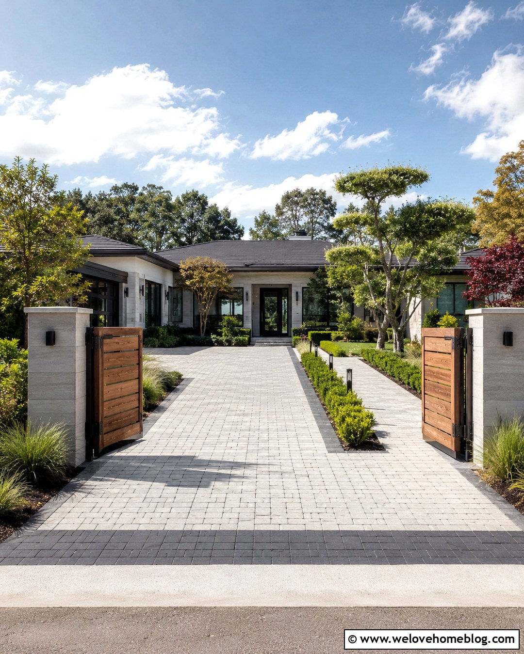 Double Wooden Driveway Gates With Address Pillars - 20 Double Wooden Gates Driveways Ideas