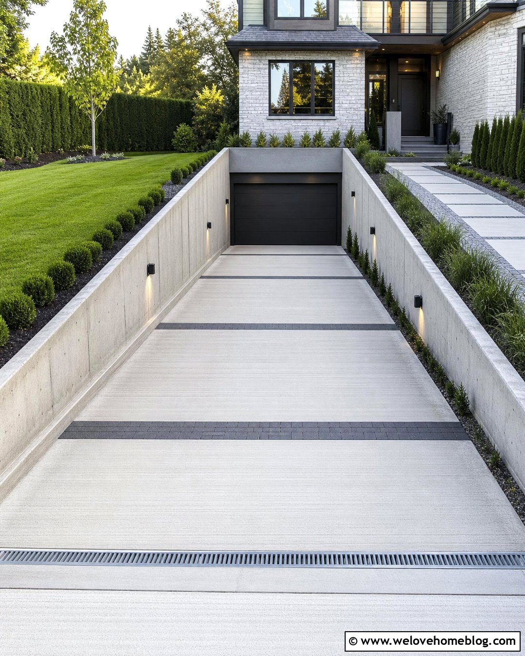 Downhill Driveway Retaining Wall - 35 Driveway Retaining Wall Ideas