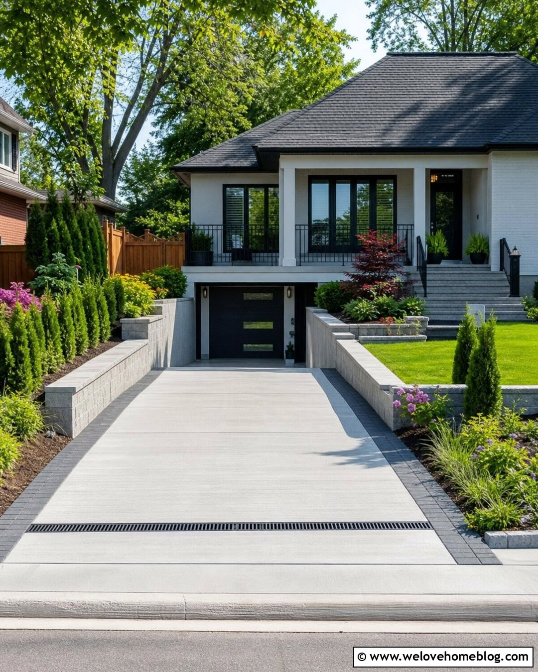 Downward Sloped Driveway With Trench Drain - 20 Downward Sloped Driveway Ideas