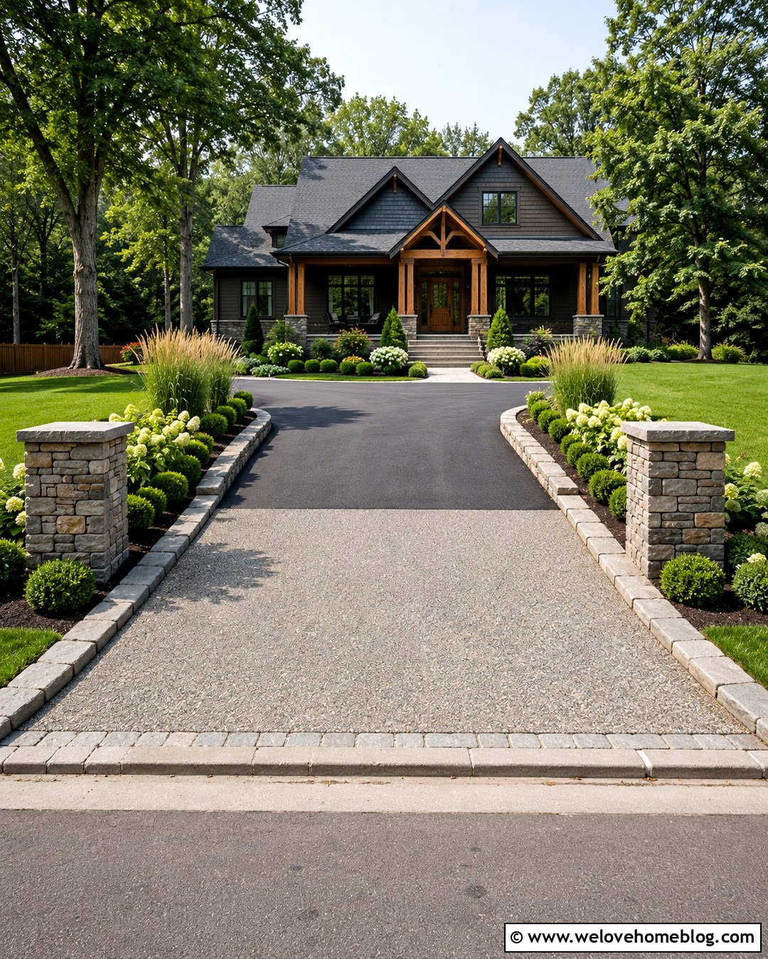 Driveway Access Ramp With Address Pillars - 20 Driveway Access Ramp Ideas