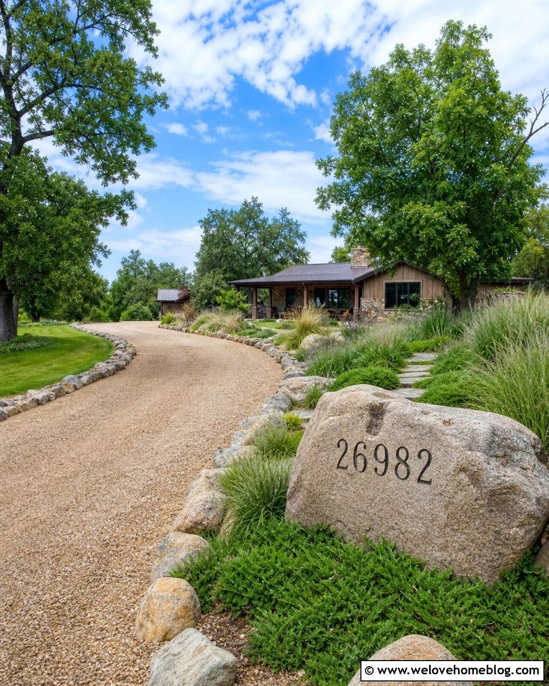 Driveway Address Boulder With Engraved Numbers - 25 Driveway Address Sign Ideas