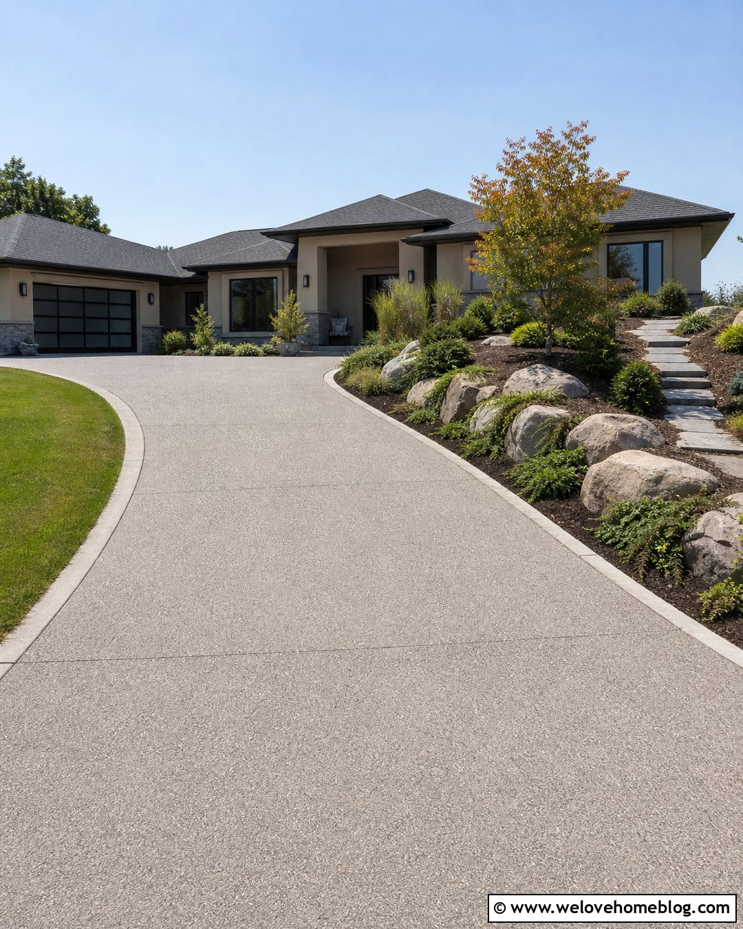 Driveway Berm With Boulder Retaining Edge - 20 driveway berm landscaping ideas