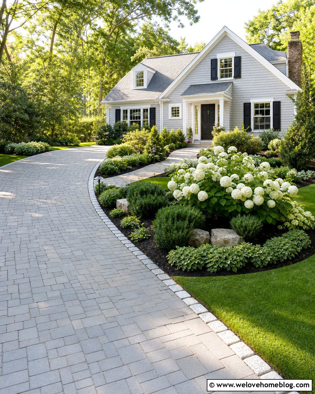Driveway Berm With Layered Hydrangeas - 20 driveway berm landscaping ideas