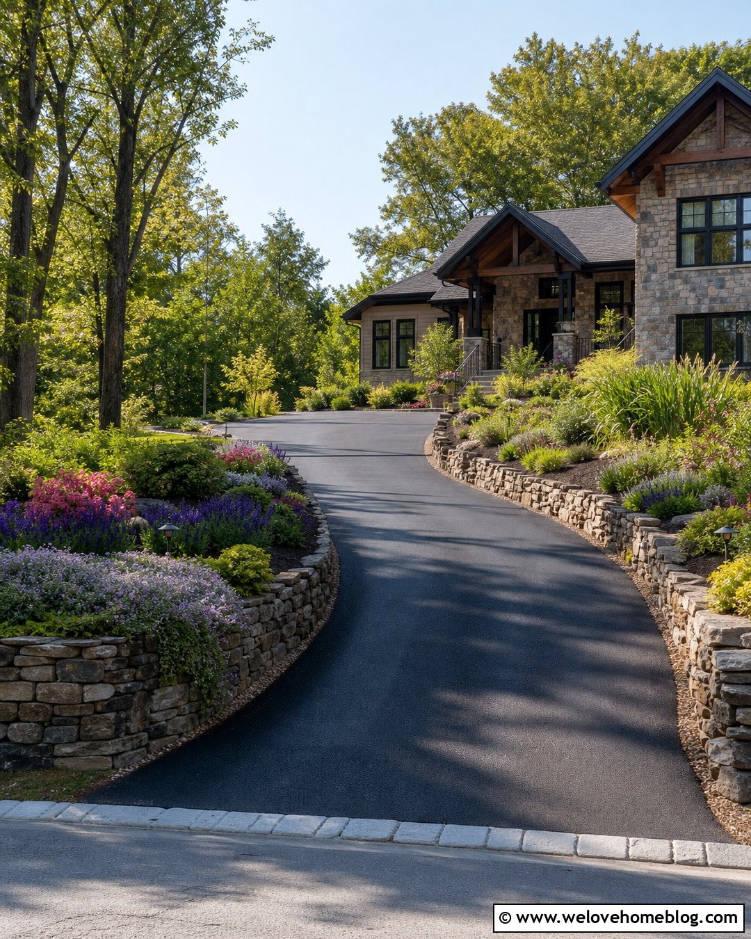 Driveway Berm With Terraced Stone Walls - 20 driveway berm landscaping ideas