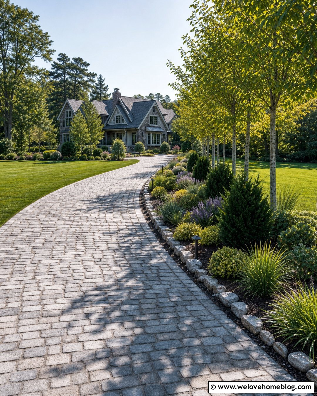 Driveway Berm With Trees And Landscape Lighting - 20 driveway berm landscaping ideas