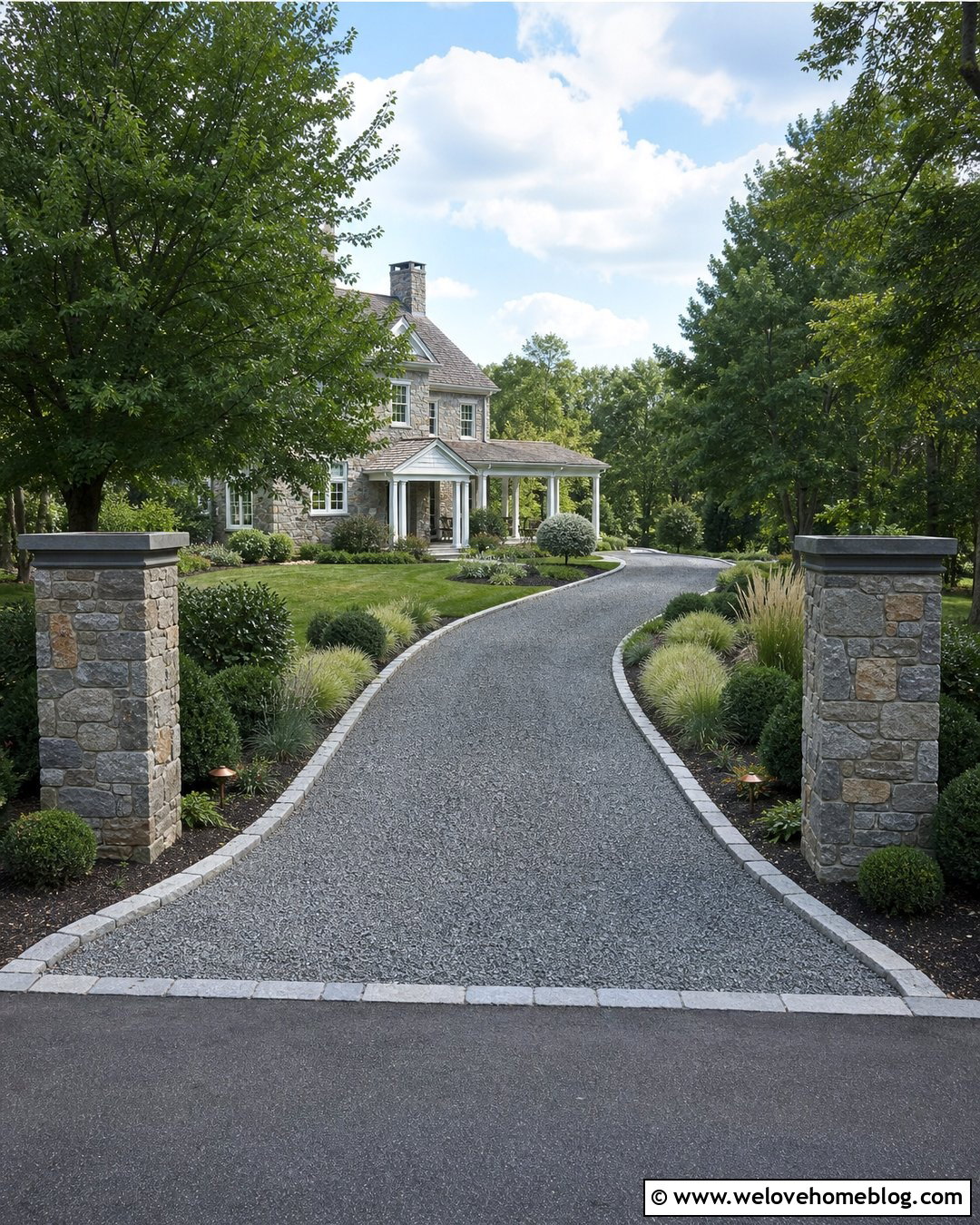 Driveway Border With Entrance Pillars - 40 driveway edges and borders ideas