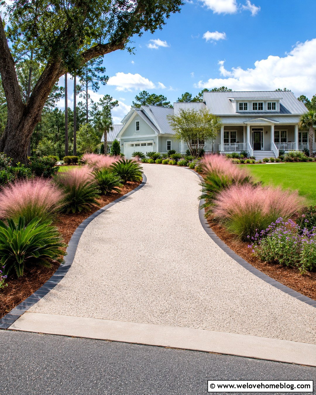 Driveway Border With Muhly Grass And Coontie - 20 florida driveway landscaping ideas