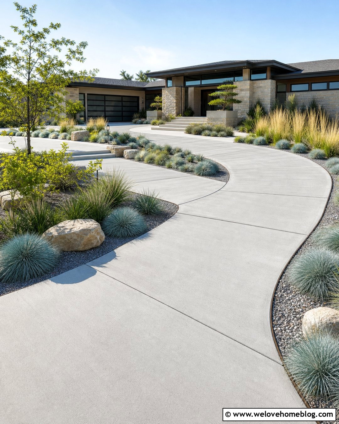 Driveway Border With Ornamental Grasses - 40 driveway edges and borders ideas