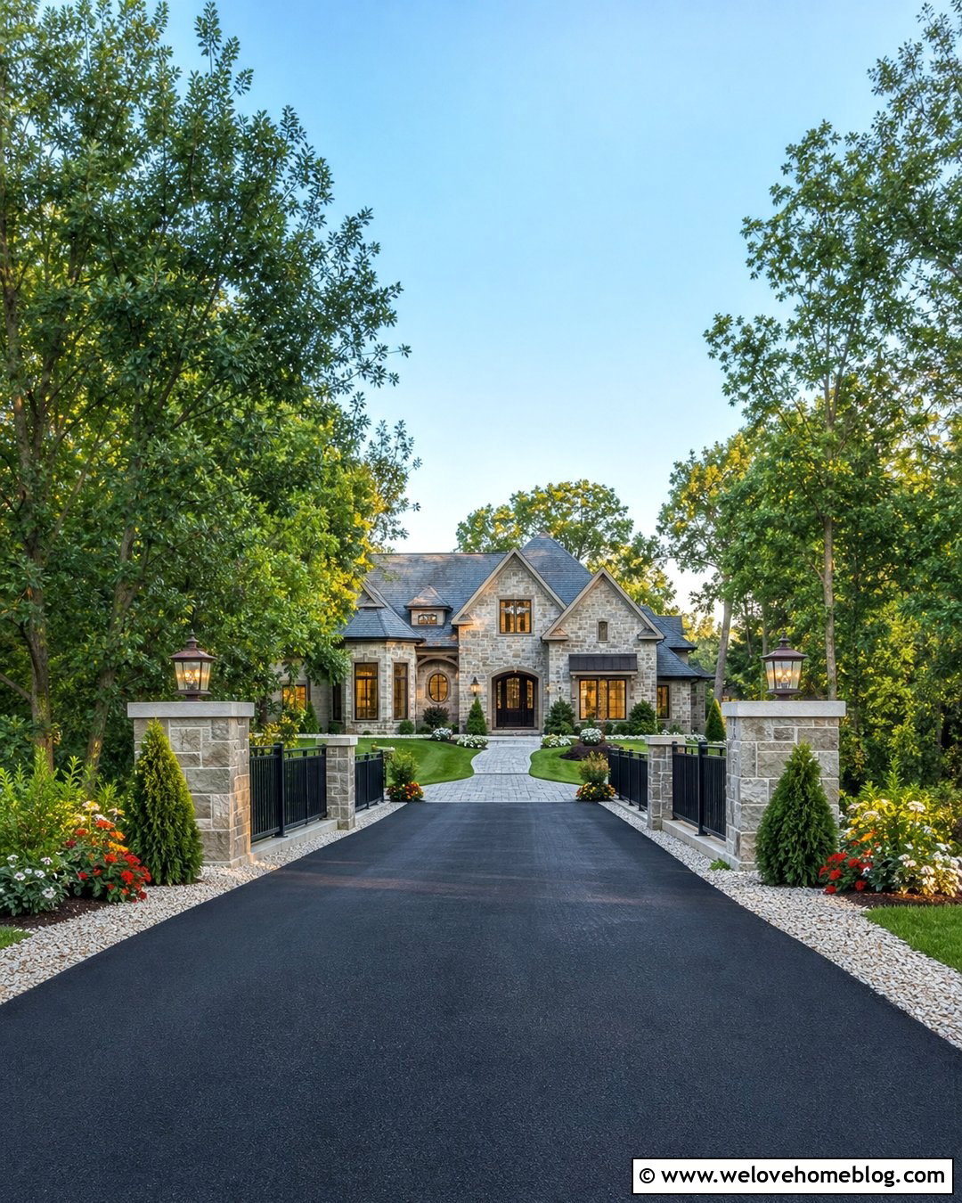 Driveway Bridge With Address Pillars - 30 Driveway Bridge Ideas