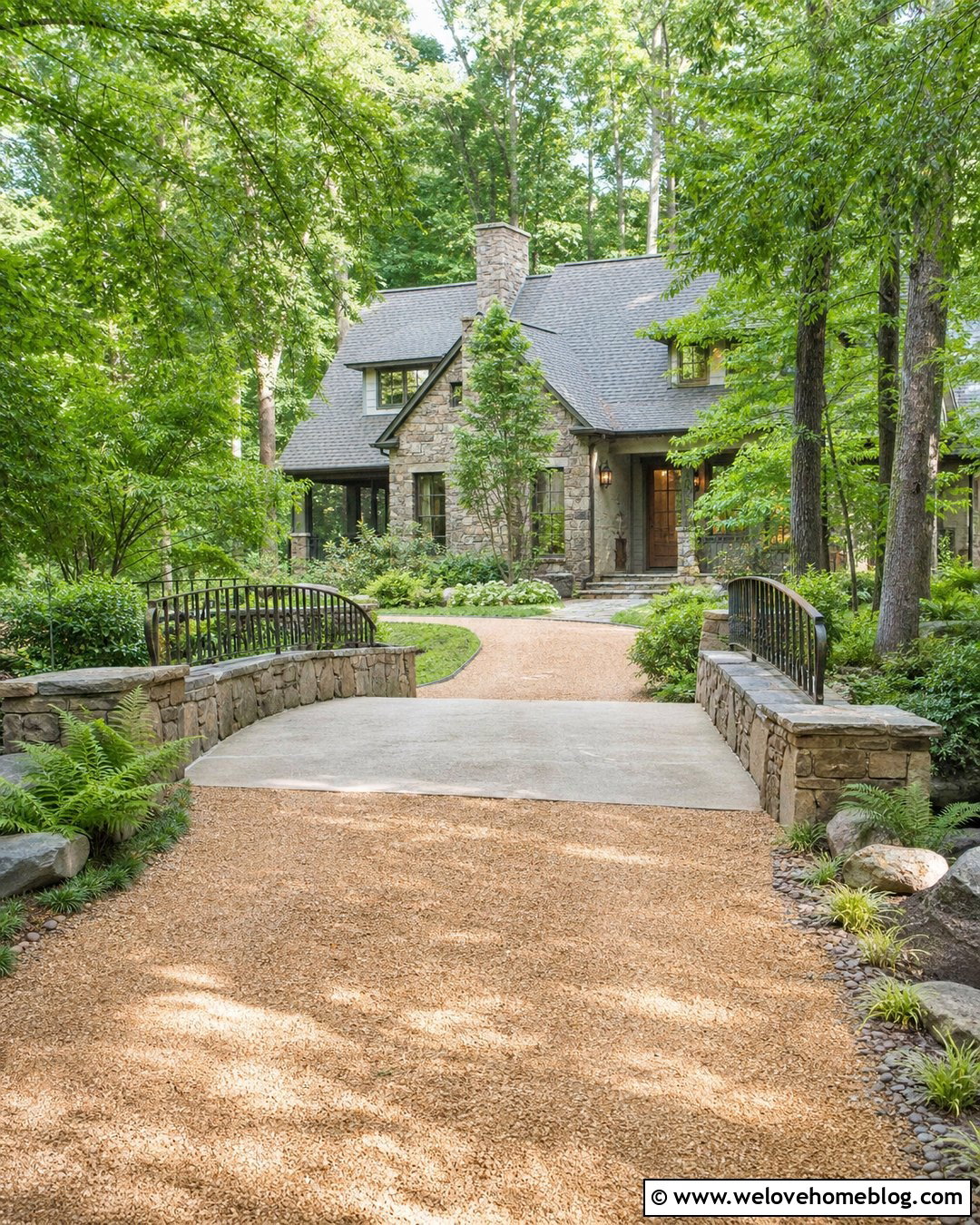 Driveway Bridge With Dry Stacked Stone Walls - 30 Driveway Bridge Ideas