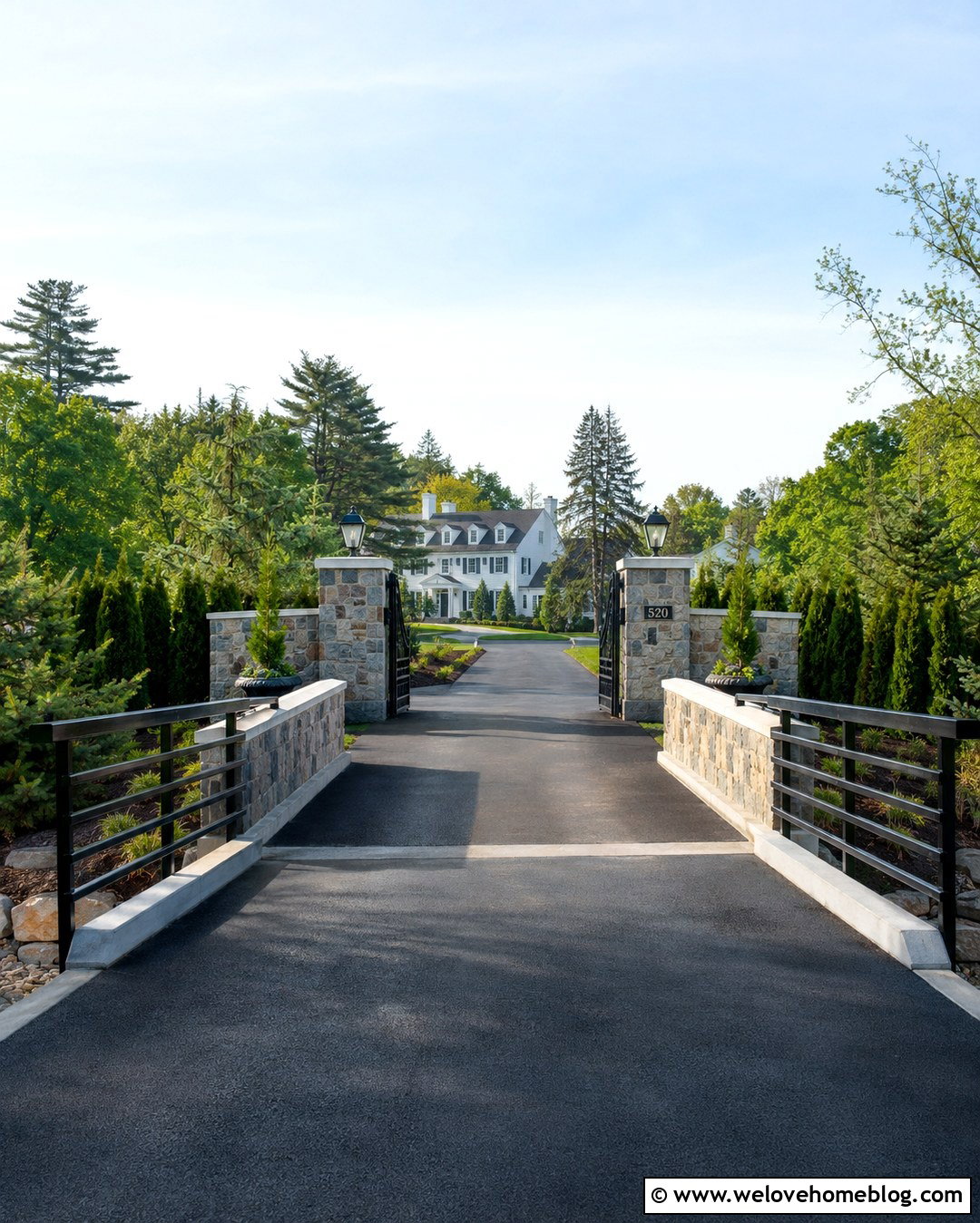 Driveway Bridge With Entrance Pillars And Gate - 20 bridge over creek driveway ideas