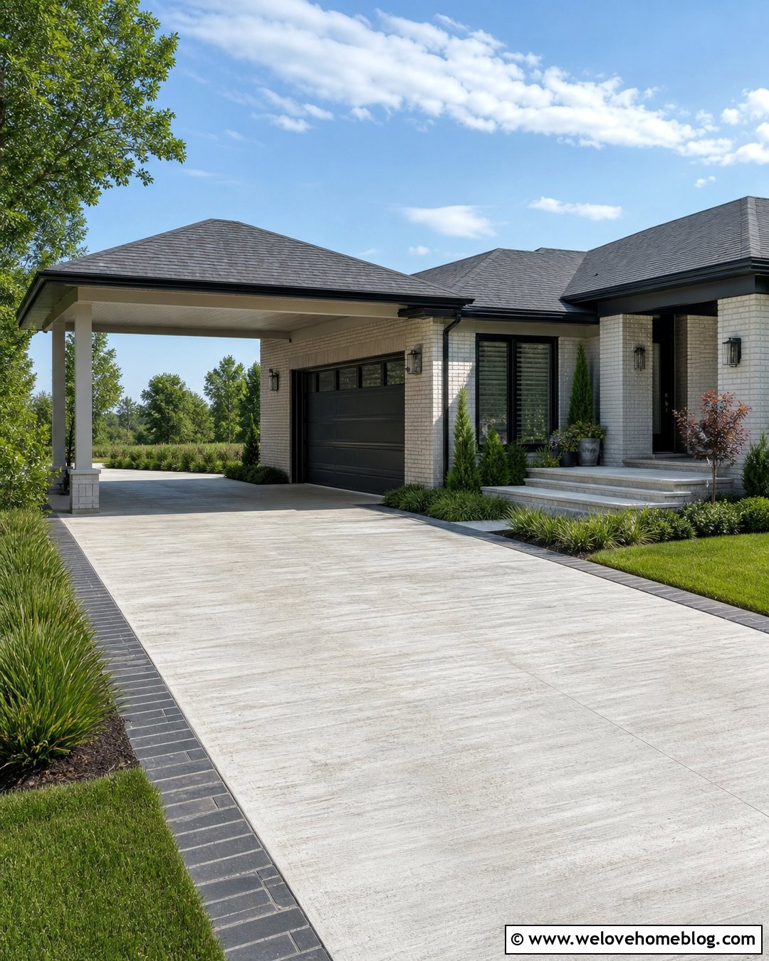 Driveway Canopy Attached To The Garage - 25 Driveway Shade Ideas