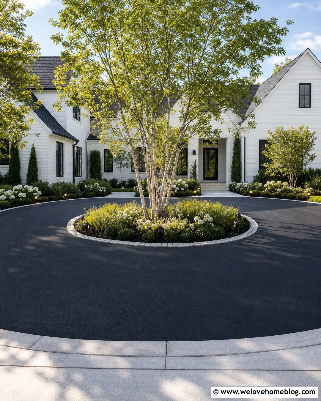 Driveway Center Island With Lighting - 20 Driveway Center Island Ideas