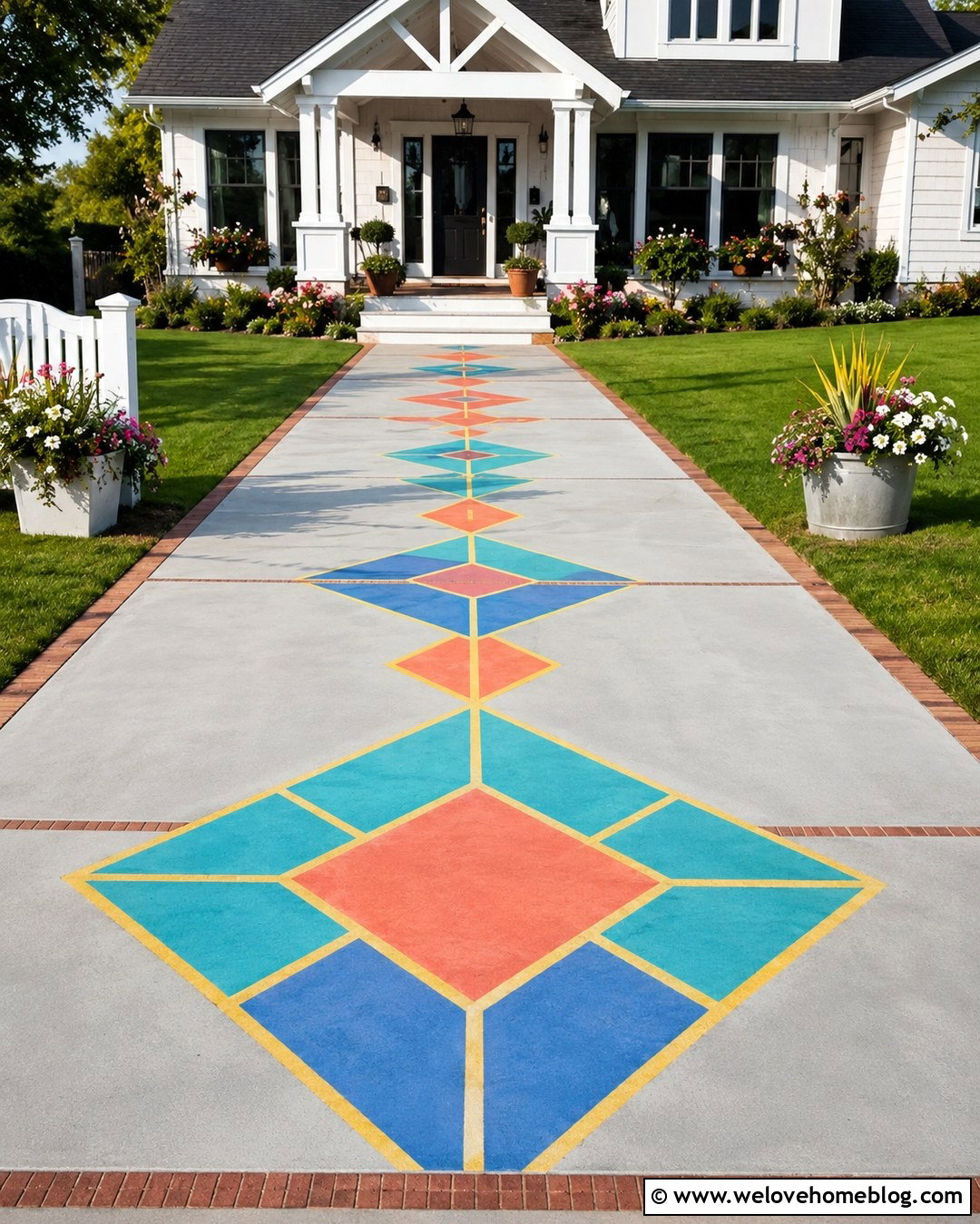 Driveway Chalk Mosaic - 20 Driveway Art Projects Ideas