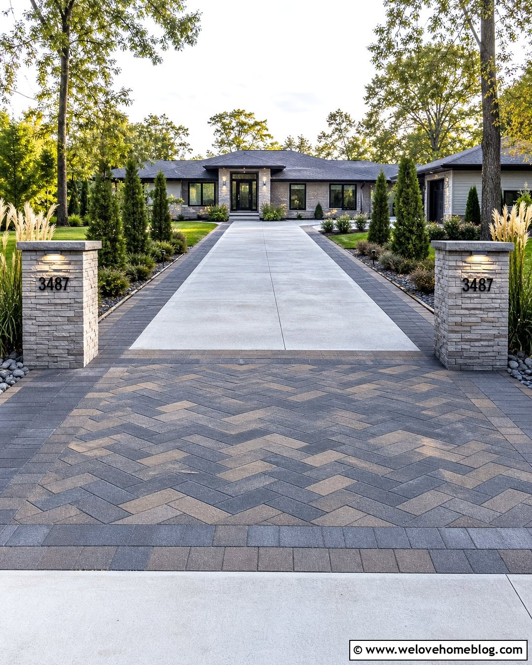 Driveway Columns With Paver Apron - 20 entry columns driveway ideas