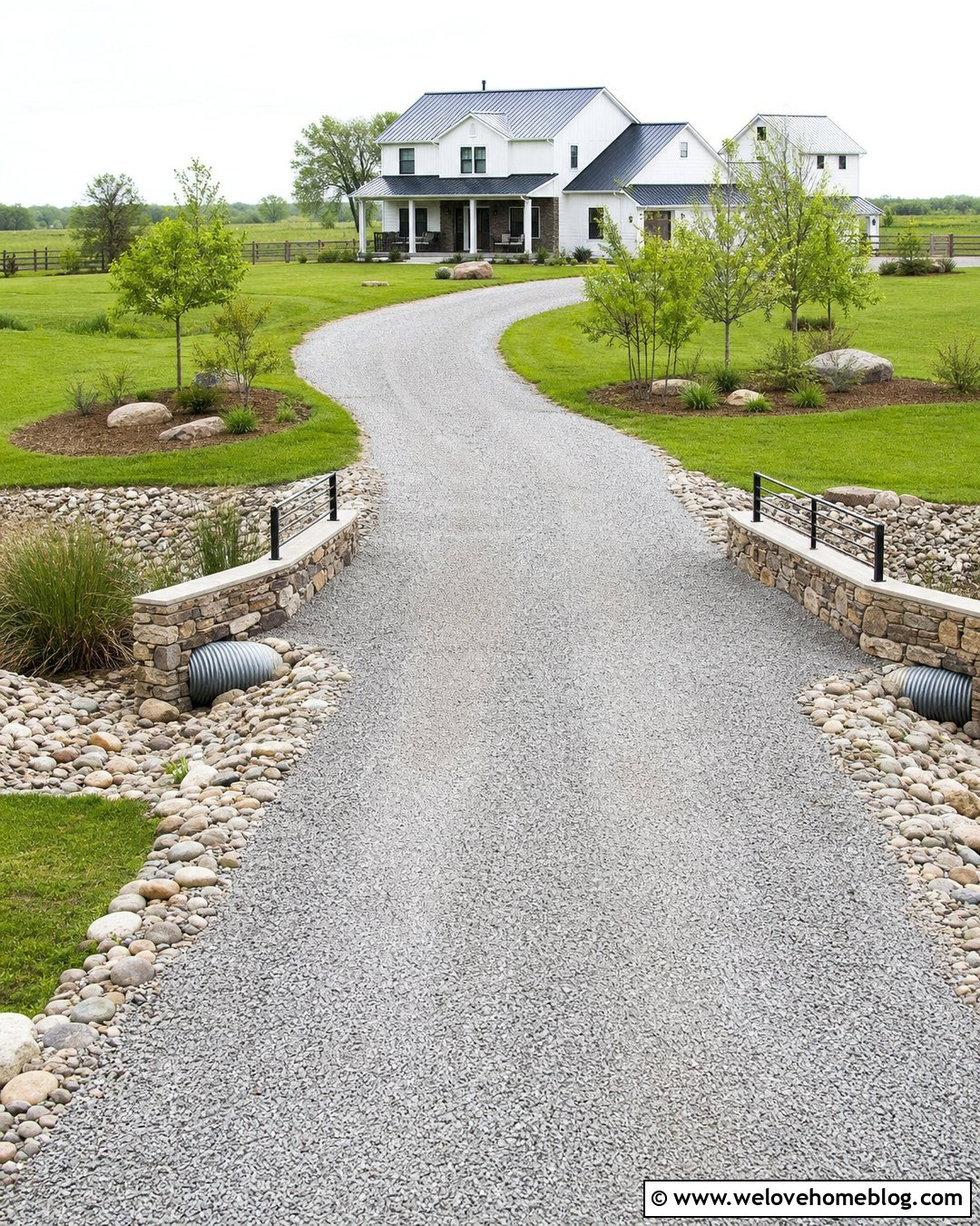 Driveway Culvert Bridge With Stone Headwalls - 30 Driveway Bridge Ideas