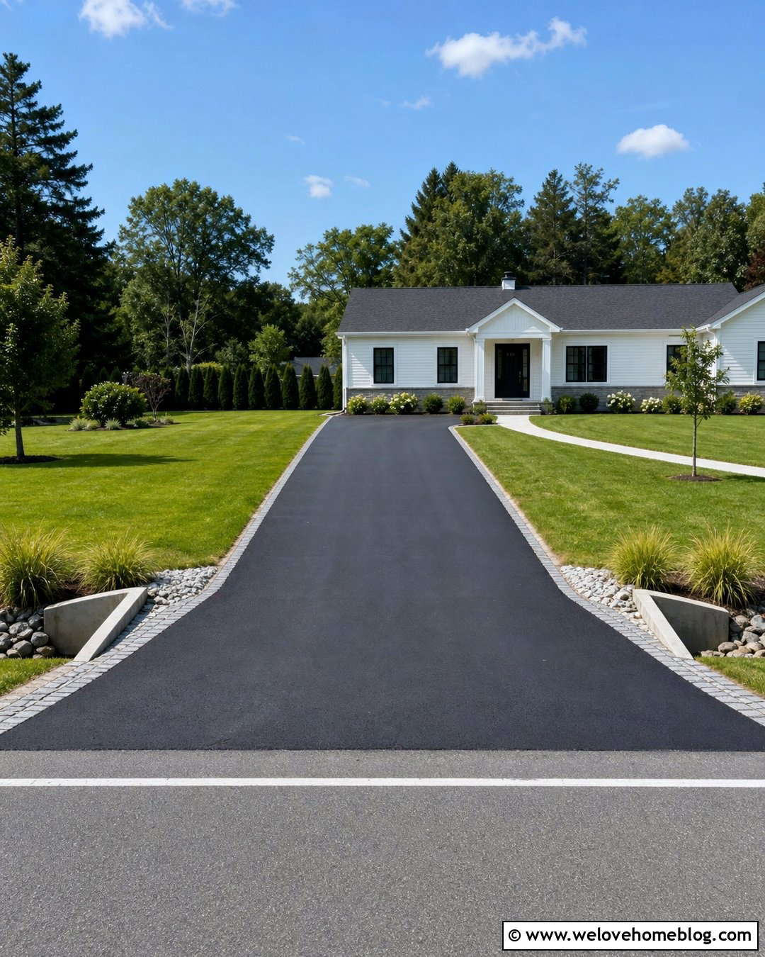 Driveway Culvert With Black Asphalt Apron - 35 Driveway Culvert Ideas