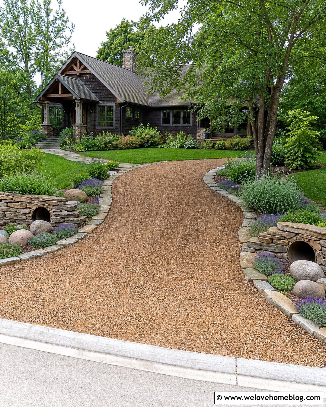 Driveway Culvert With Flagstone Walls - 30 driveway culvert landscaping ideas