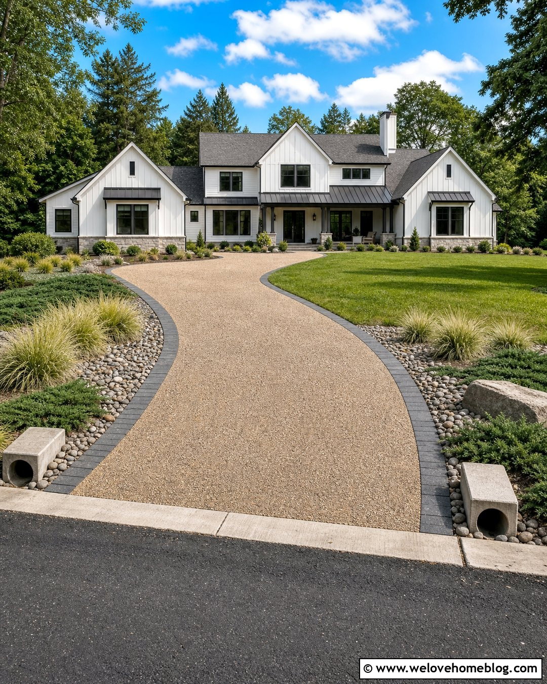 Driveway Culvert With Ornamental Grass Borders - 35 Driveway Culvert Ideas
