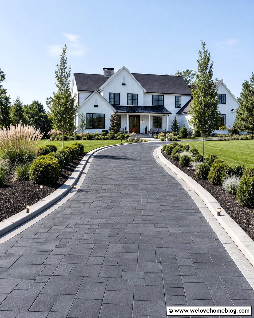Driveway Curbing With Low Landscape Lighting - 20 driveway curbing ideas